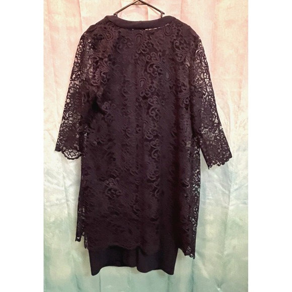 Maya‎ Brooke Dress Navy Blue Tiered Sleeveless/Short Sleeve layer lace cover - Picture 4 of 4